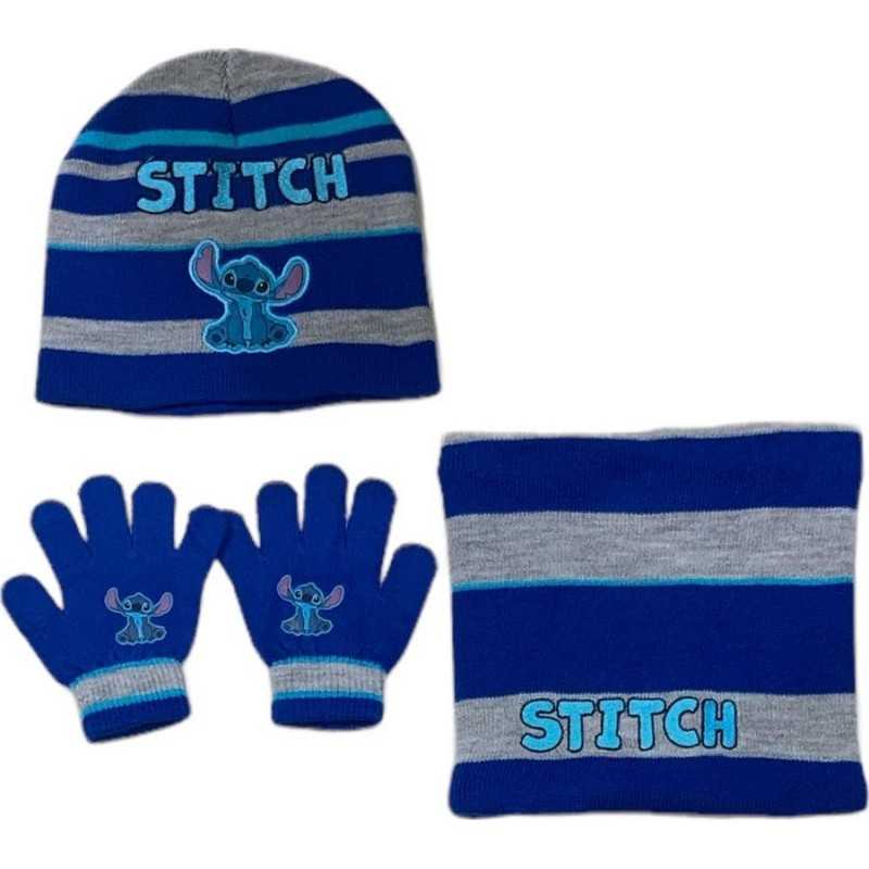 Set 3 piezas gorro + redecilla + guantes Stitch Disney