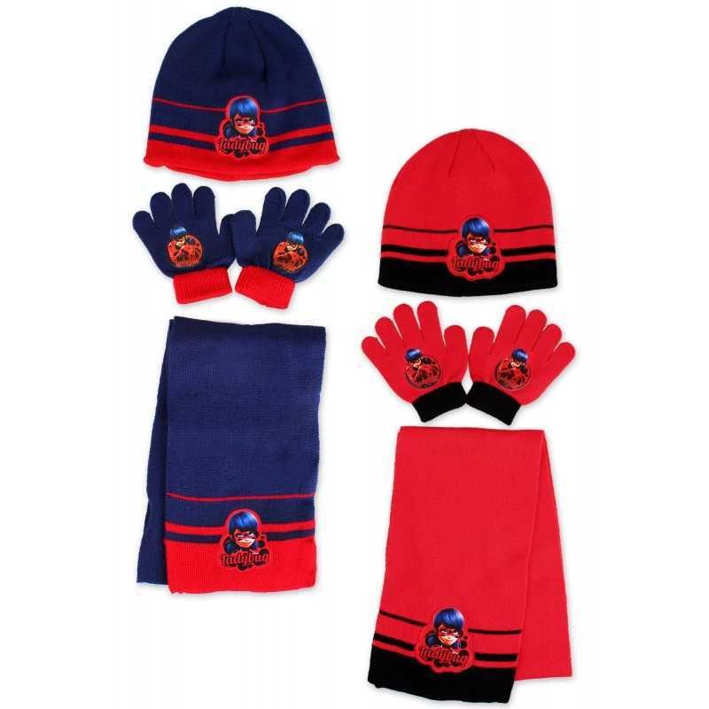 Set 3 pièces Bonnet + écharpe + gants Miraculous -  Ladybug