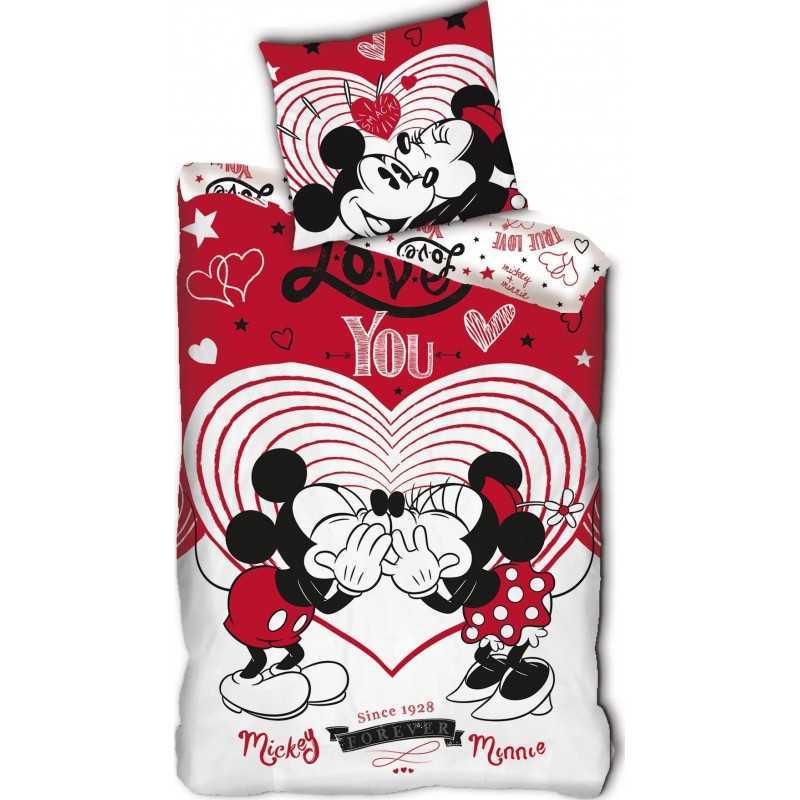 Juego de cama de Mickey y Minnie love en rojo 