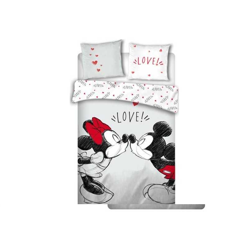 Mickey and Minnie love in red  bedding set